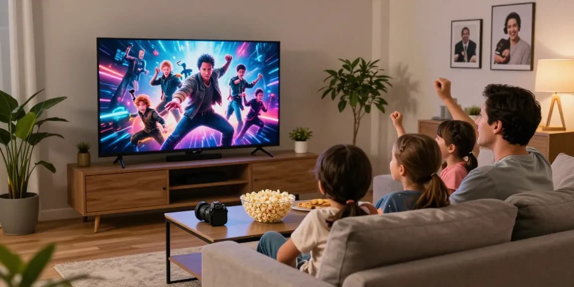 Profitez d'une soirée cinéma en famille avec Atlas Pro dans un salon chaleureux