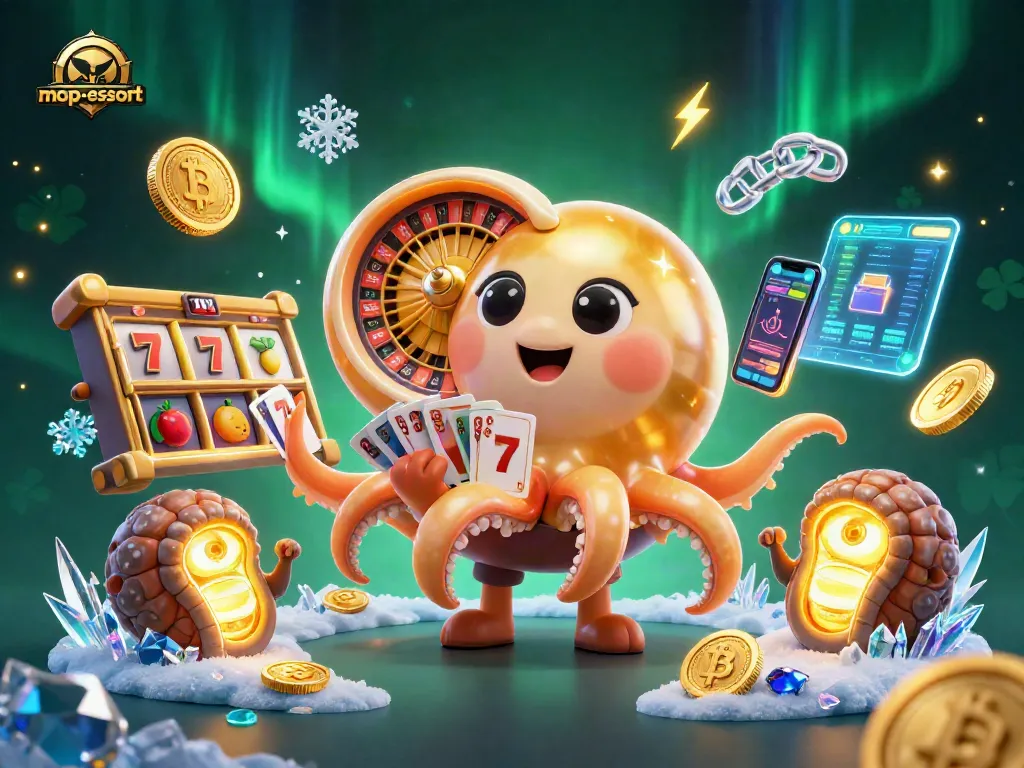 Engage with the map-escort features in this dynamic casino illustration showcasing thrilling slots and crypto elements.